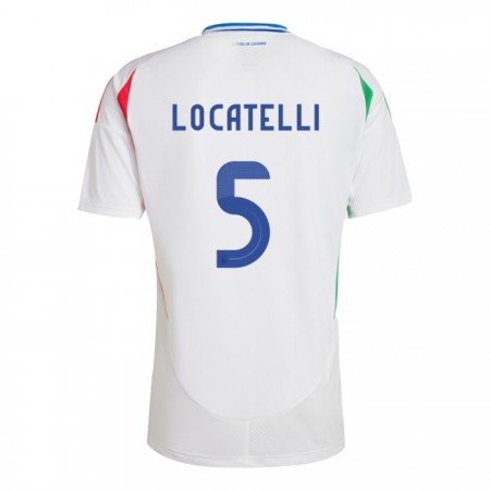 Virallinen pelipaita Italia Manuel Locatelli 5 Vieras Euro 2024 Lyhythihainen - Miesten Virallinen pelipaita Italia Manuel Locatelli 5 Vieras Euro 2024 Lyhythihainen - Miesten